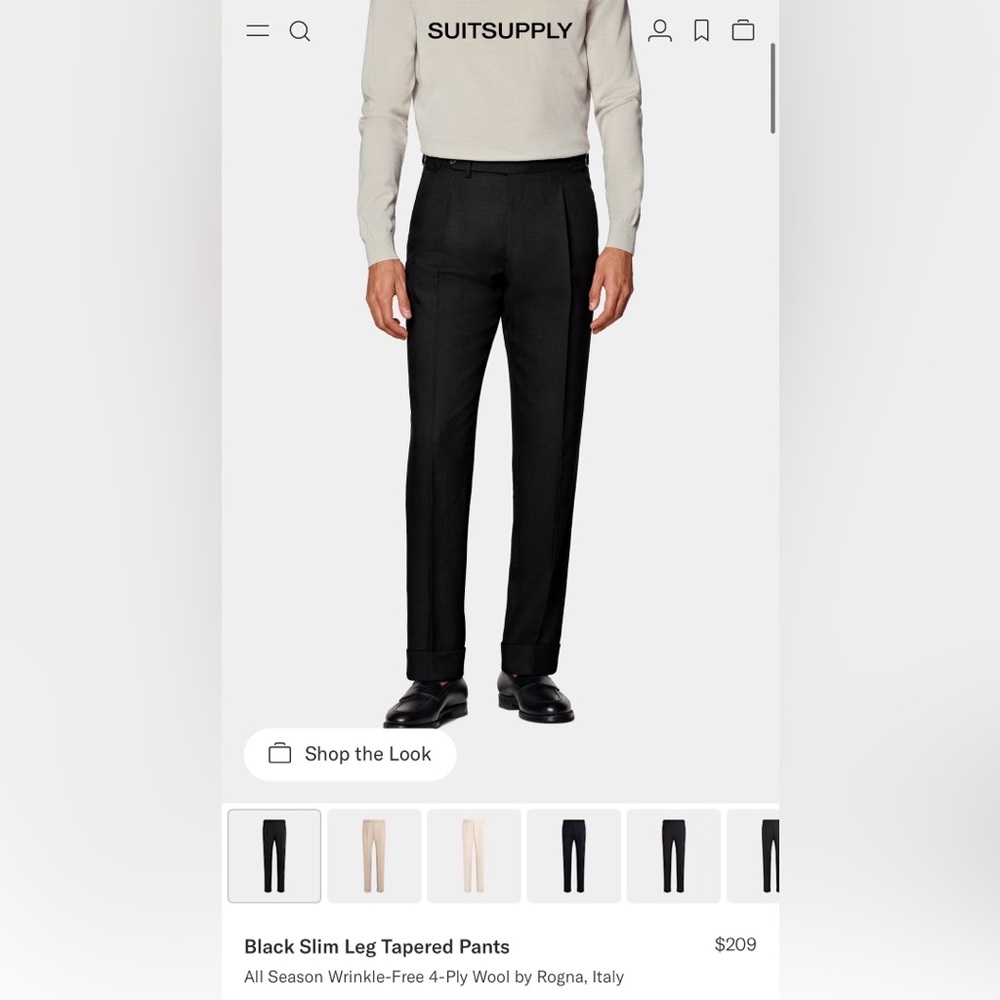 Suitsupply Classic Black Pure Wool 4PLY Pants